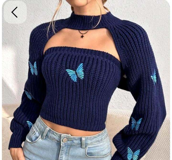 Handmade Butterfly Crochet Cut-Out Top