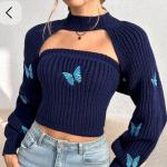 Handmade Butterfly Crochet Cut-Out Top